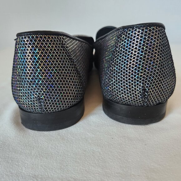 WALK LONDON Men's Leather Silver Glitter Casual Party Disco Loafers Slip-On - Picture 9 of 12